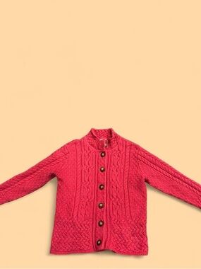 Talbots Hot Pink Cable-Knit Button Cardigan